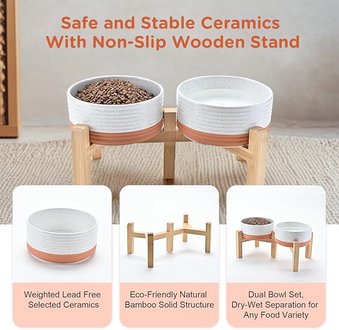 SPUNKYJUNKY Elevated Dog Bowls Ceramic, 6.1&