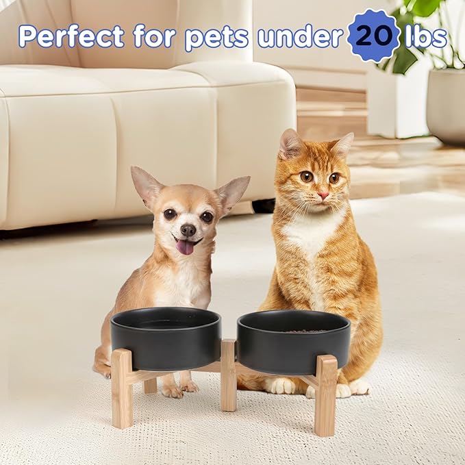 SPUNKYJUNKY Elevated Dog Bowls Ceramic, 5.1&