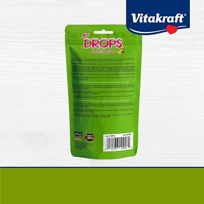 Vitakraft Drops Mini Banana and Cherry Flavor Dwarf Hamster Rat and Mouse Treat 2.5 oz
