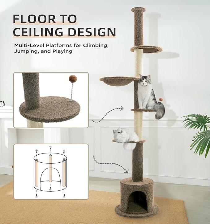Made4Pets Floor to Ceiling Cat Tree 93-106&