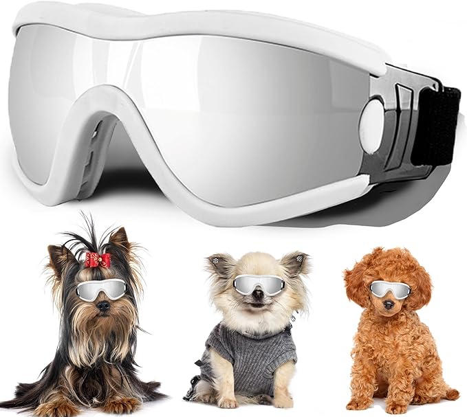 Small Dog Sunglasses with Adjustable Strap UV Protection, Winproof Puppy Sunglasses, Suitable for Dogs Eyes Protection,Soft Dog Goggles