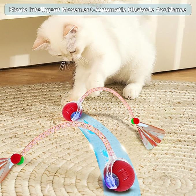 New Upgraded Cat Ball Toy - Speedy Tail 2.0 Cat Toy, Interactive Cat Toy Ball, Stimulating Toys and Juguetes para Gatos, Cat Toys for Bored Indoor(Sound Switchable) (Green)