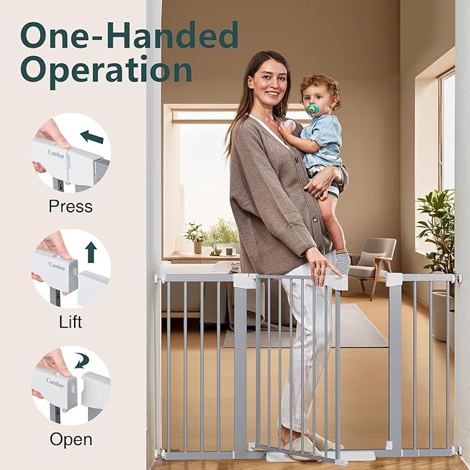 Cumbor 29.7"-51.5" Extra Wide Baby Gate for Stairs, Mom&