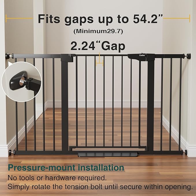 Cumbor 29.7-54.2" Wide Baby Gate for Stairs, Mom&