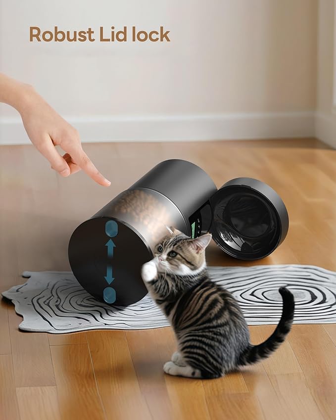 Automatic Cat Feeder Food Dispenser: 6L Timed Small Dog Dry Food Dispenser with 10s Voice - Distributeur Nourriture Chat Hund Programmable - Auto Pet Feeder with 1-6 Meals Black
