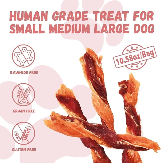 Dog Jerky Treats Triple Flavor Chicken Duck Wrapped Cod Twisted Sticks 5&