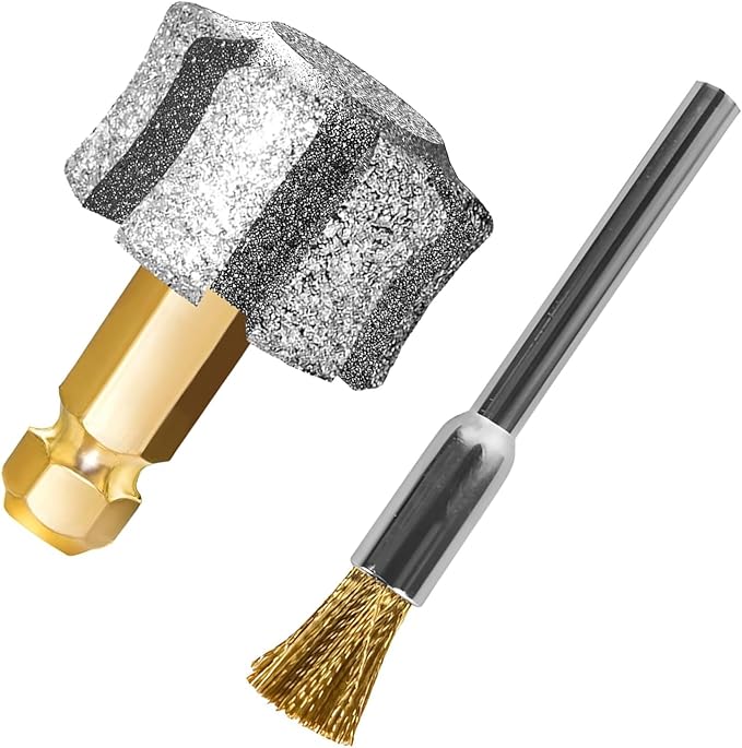 LENONG Fast Cooling Dog Nail Grinder Head with 7-Grooves, Anti-Clogging Diamond Pet Nail Grinder Replacement Bit with Steel Brush for Casfuy and Most Brands (1pcs 80