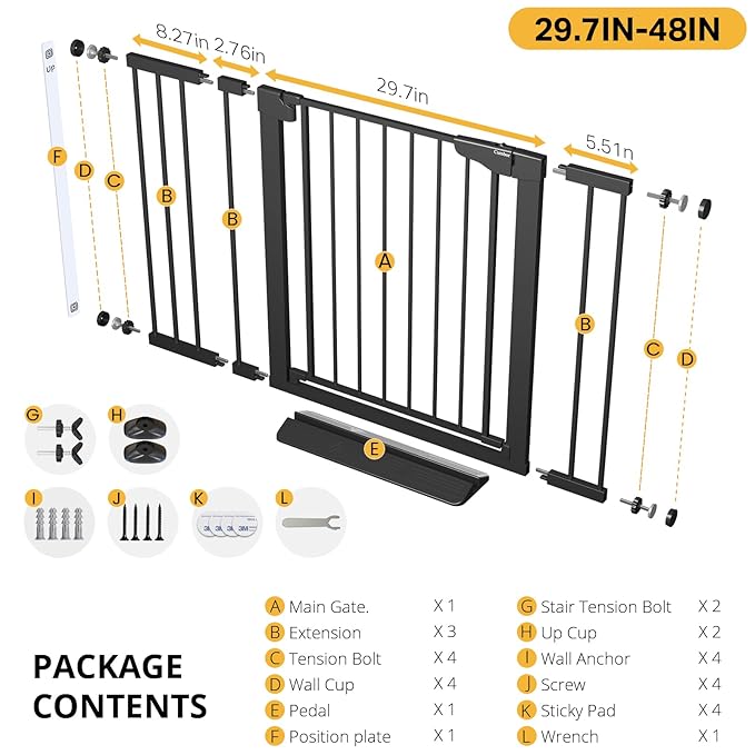 Cumbor 29.7-48" Baby Gate for Stairs, Mom&