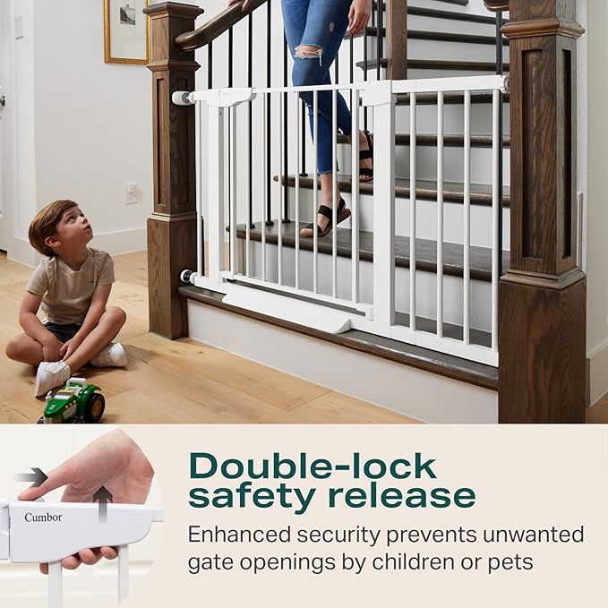 Cumbor 2 Pack 29.7-46" Baby Gate for Stairs, Mom&