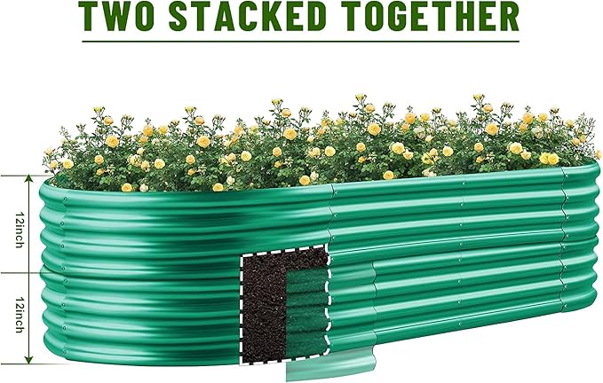Land Guard 8×4×1 ft Green Raised Garden Bed, Garden Raised Bed, Above Ground Flower Bed for Vegetables, Flowers, Herbs(Green)…