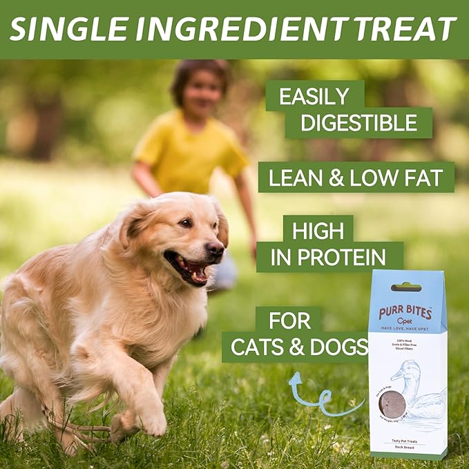 OPET Freeze Dried Duck Cat Treats, Single Ingredient Grain Free High Protein Pet Food for Cats and Dogs, Healthy Training Snacks,Freeze Dried Duck Breast Sliced Fillets (Duck Breast, 1.48 Ounce)