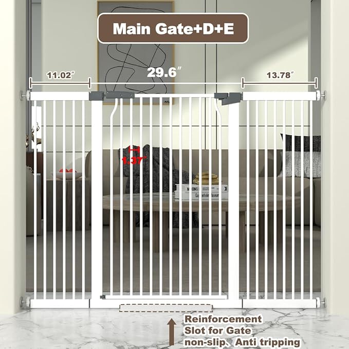 41" Extra Tall Cat Gate for Doorway, 54.8-57.4&