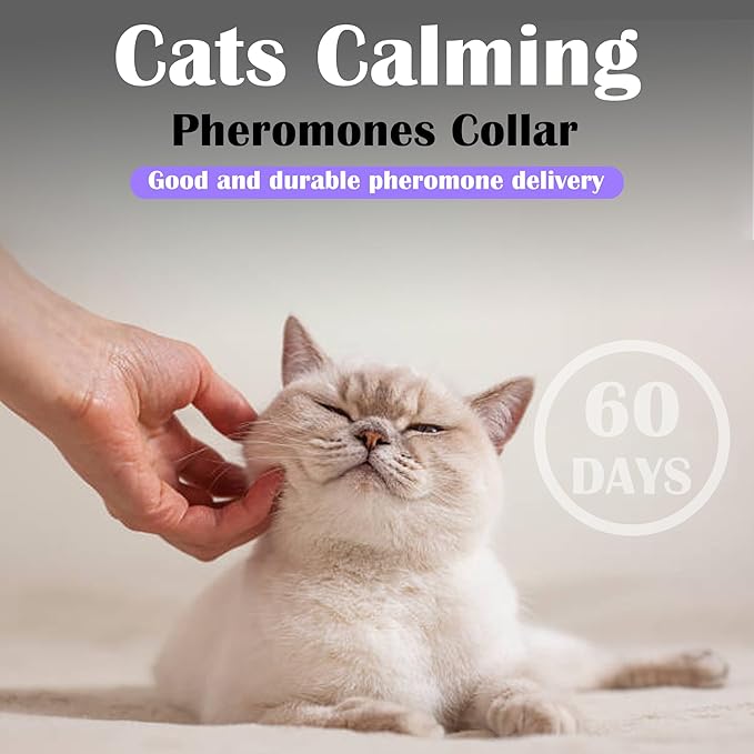 4 Pack Calming Collar for Cats - 60 Days Anxiety and Stress Relief, Relaxing Cat Collar, Adjustable Pheromones Collar for Cats,Natural Soothing for Continuous Calming