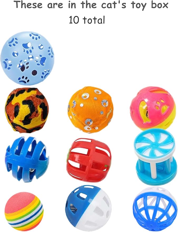10-Pack Cat Toy Balls with Bells for Kittens and Cats of All Breeds (1.5&