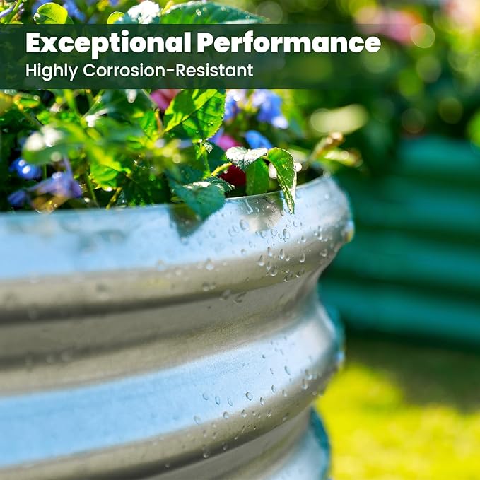 2pack 8×4×1ft Raised Garden Bed,Outdoor Galvanized Planter Boxes, Oval Large Metal Raised Garden Beds for Vegetables