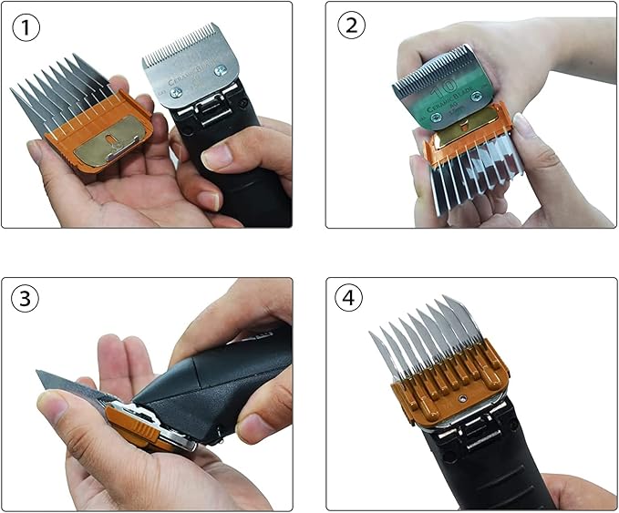 Professional Animal Stainless Steel 4 Color Guide Comb Set Compatible with andis Oster A5 wahl km10 10