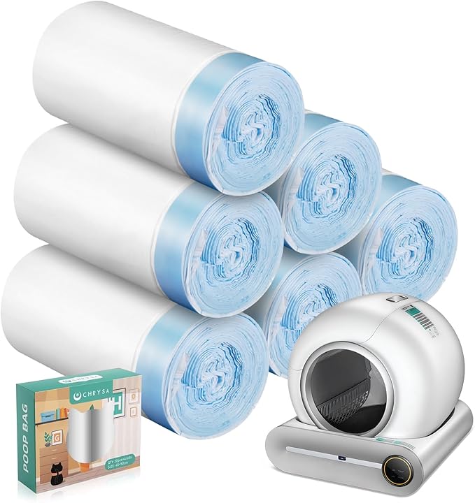 80 Count Waste Bags for Self-Cleaning Cat Litter Box, Replacement Extra Large Cat Litter Box Liners, 4 Rolls Drawstring Trash Bags for Robot, 20 x 18 Inchesļ¼4 Packs/80 Countsļ¼