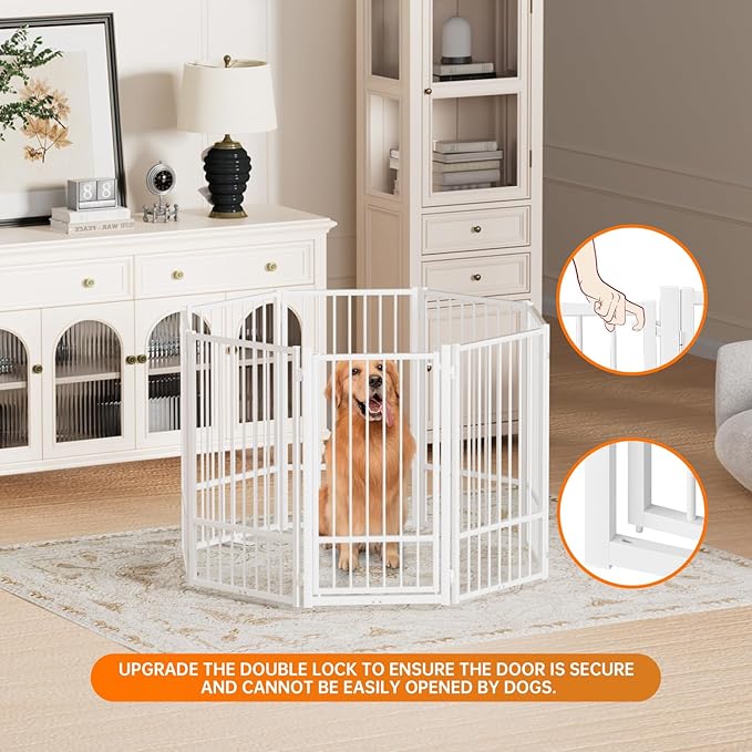 Full Metal Freestanding Dog Gate with Door, 36&