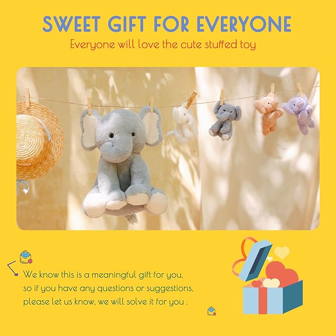 5 Pieces Elephant Stuffed Animals for Girls, 1 Mommy Elephant with 4 Babies Soft Plush Set Toys Gifts for Kids Children 3 4 5 6 7 8 9 Years, Christmas, Birthday, Children&