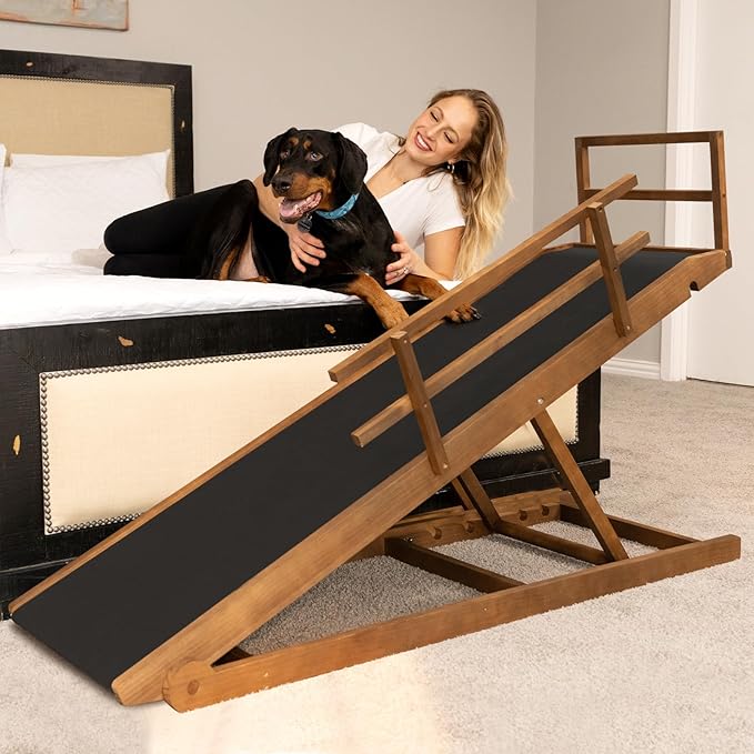 ABORON Dog Ramp,Adjustable Folding Pet Ramp for Bed,Couch,SUV - High Traction Portable Rubber Paw Ramps,Great for Small & Large Old Dogs & Cats, Supports up to 200 lbs,63&