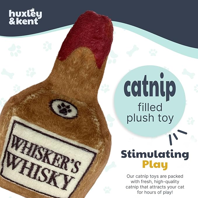 Huxley & Kent Plush Cat Toy - Interactive Catnip Toy for Cats & Kittens - Soft Kitty Toy with Crinkle & Catnip - Fun Indoor Play Toy - Whisker&