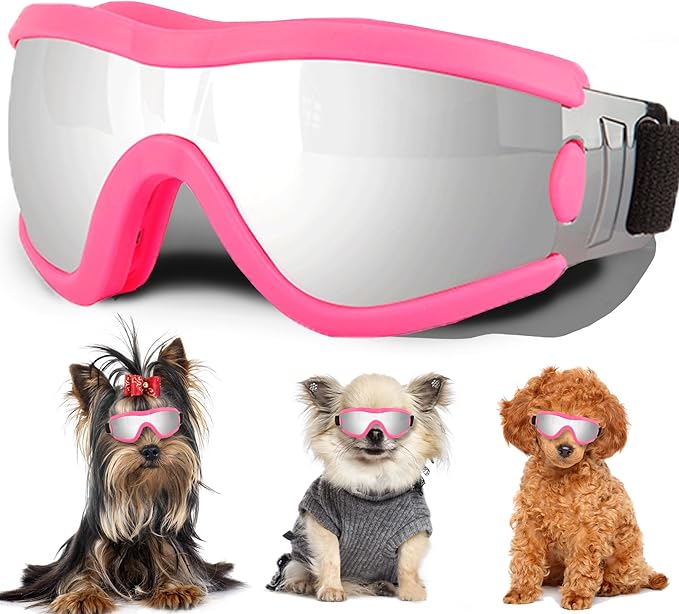 Small Dog Sunglasses with Adjustable Strap UV Protection, Winproof Puppy Sunglasses, Suitable for Dogs Eyes Protection,Soft Dog Goggles