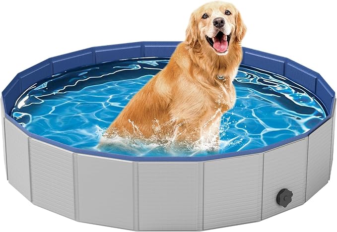 Dog Pool for Medium Dogs, Foldable Plastic Pool for Dogs Slip-Resistant (40&