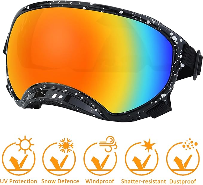 Large Dog Sunglasses with Adjustable Strap UV Protection, Winproof Dog Puppy Sunglasses, Suitable for Medium-Large Dog Pet Glasses, Dogs Eyes Protection,Soft Dog Goggles