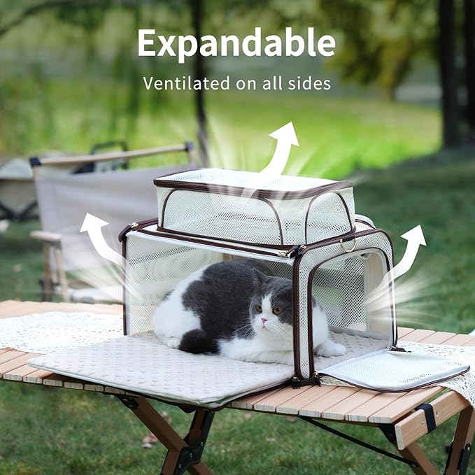 Cat Carrier,Dog Carrier for Small Dogs,TSA Approved/Expandable/3D Foldable Mat/900D Wear Resistant Oxford Fabric,Pet Carrier Airline Approved,Dog Car Seat for Car Travel,Outdoor Camping