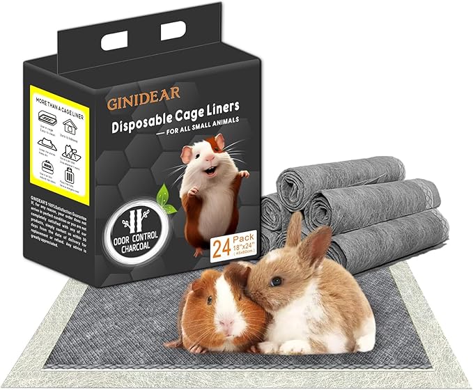 Guinea Pig Bedding, Disposable Guinea Pig Cage Liners, Charcoal Odor Controlling Absorbent Waterproof Pee Pads for Rabbits, Hamster and Other Small Animals. 18&
