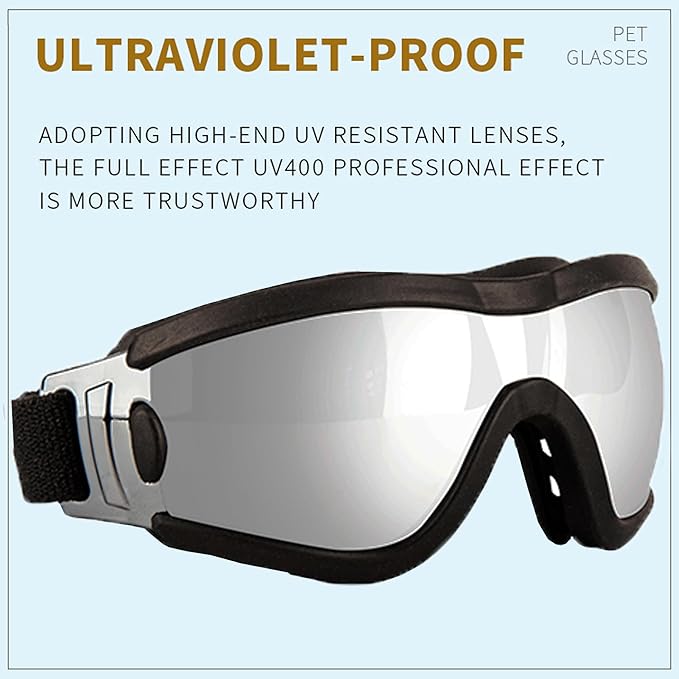 Small Dog Sunglasses with Adjustable Strap UV Protection, Winproof Puppy Sunglasses, Suitable for Dogs Eyes Protection,Soft Dog Goggles