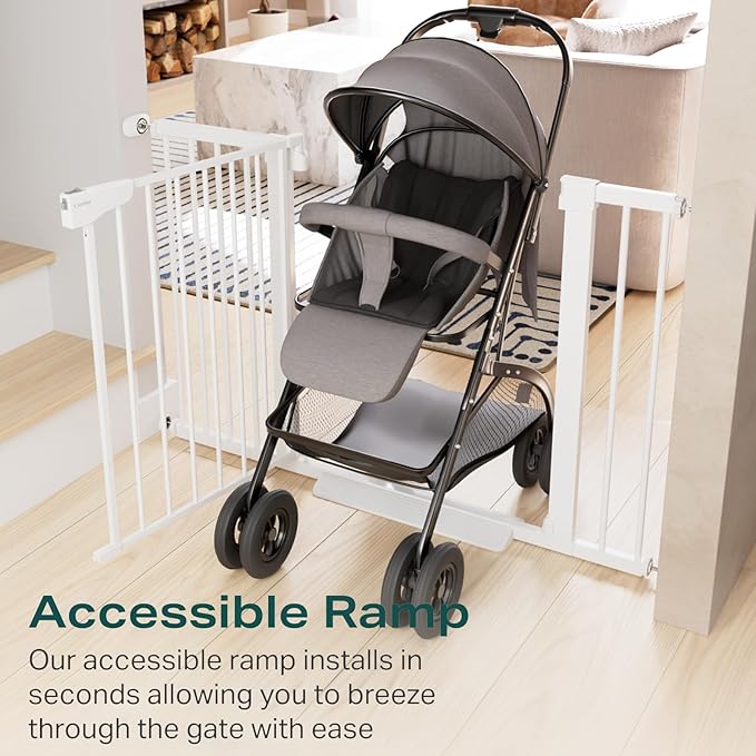 Cumbor 29.7-46" Baby Gate for Stairs, Toddler Safety Essentials for The House, Auto Close Dog Gate for Doorways, Mom&