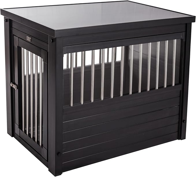 New Age Pet ECOFLEX Dog Crate End Table - Furniture-Style Pet Crate for Crate Trained Dogs - Stainless Steel Tubing & a Latched Closure - 10 Year Manufacturer&