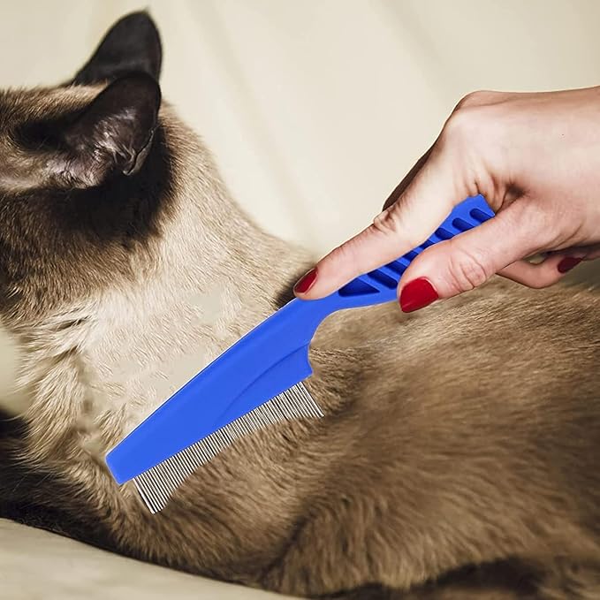 Pet Hair Comb, 2-in-1 Multifunctional Stainless Steel Pet Grooming Comb for Dog and Cat for Flea, Tear Stain Removal, and Dehairing Dogs and Cats&