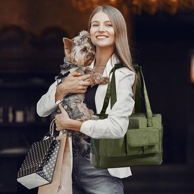 Dog Carrier, Cat Carrier, Pet Carrier, Foldable Waterproof Premium Oxford Cloth Dog Purse, Portable Bag Carrier for Small to Medium Cat and Small Dog(Green)
