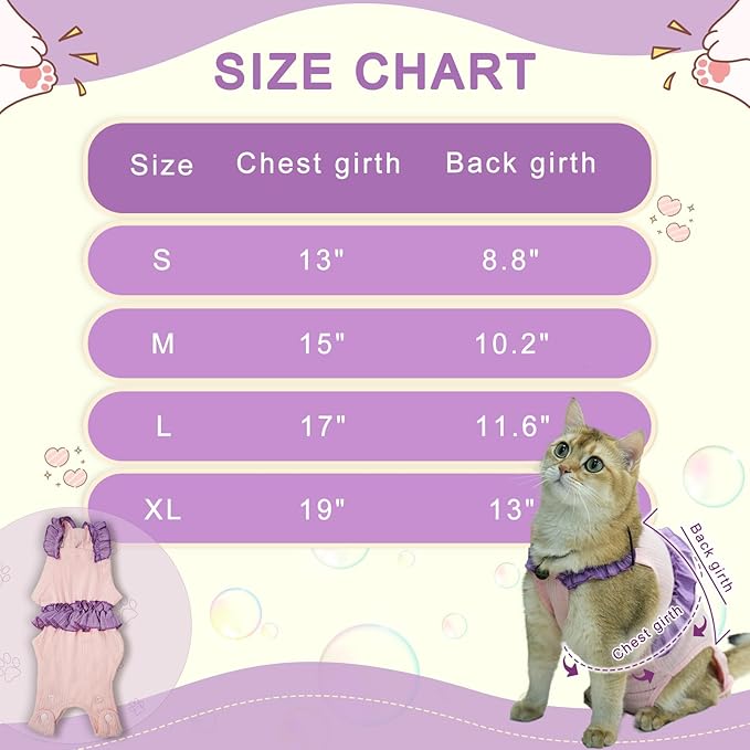 Cat Recovery Suit,Kitten Onesie After Surgery,E-Collar Alternative for Abdominal Wound and Skin Diseases,Soft Breathable Bodysuit After Spay(Orange-s)