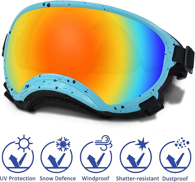 Large Dog Sunglasses with Adjustable Strap UV Protection, Winproof Dog Puppy Sunglasses, Suitable for Medium-Large Dog Pet Glasses, Dogs Eyes Protection,Soft Dog Goggles