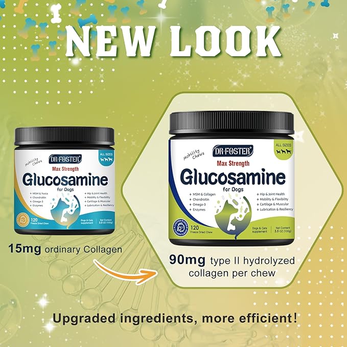 Glucosamine for Dogs, Hip and Joint Supplement for Dogs with Chicken Flavor, Anti Inflammatory, Dog&