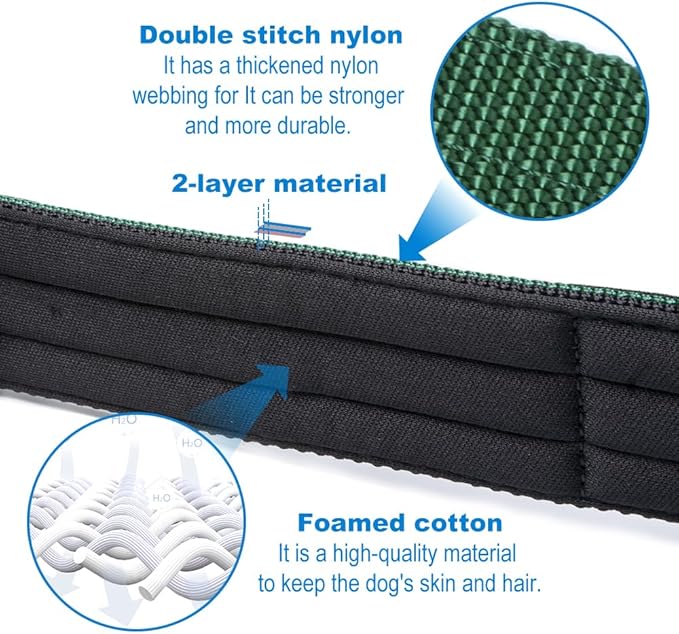 TSPRO Tactical Dog Collar 1.25 Inch Wide Thick Dog Collars with Heavy Duty Metal Buckle, Durable, Strong, Adjustable for Small Dogs (Green S)