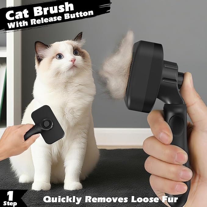 Comotech 3PCS Cat Grooming Supplies,Cat Brush & Nail Clipper/Trimmer & Flea Comb for Shedding Indoor Cats Dogs and Small Animals - Meet All Your Pet&