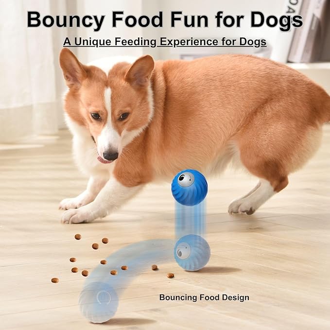 Zoomie Buddy 2.0, Zoomie Buddy for Dogs, 2 in 1 Smart Touch Interactive Dog Balls & Pet Feeder, 2.83" Diameter, Suitable for Small/Medium Dogs, with Fruit Plush Cover (2*Blue, Bayberry)