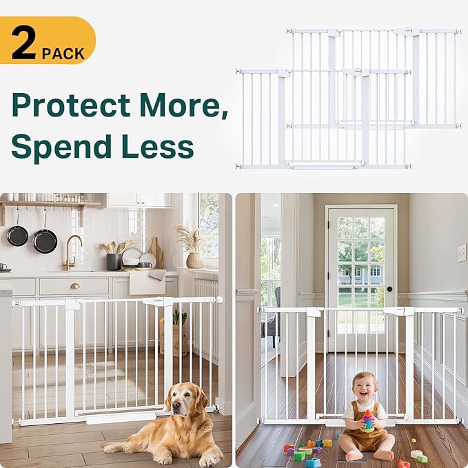 Cumbor 2 Pack 29.7-54.2" Baby Gate for Stairs, Mom&