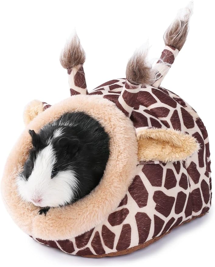 JanYoo Hamster Guinea Pig Supplies Bed Accessories House Hedgehog Cage Supplies Chinchilla Ferret Rat Gerbil (S,Giraffe)