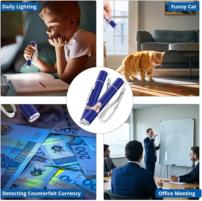 TBTeek Cat Toys for Indoor Cats, 2 Pieces, Rechargeable, 7 Adjustable Patterns, Interactive Kitten Pet Dog Red Dot Chase Light Toy for Cats Fun Playing Exercise(Blue)