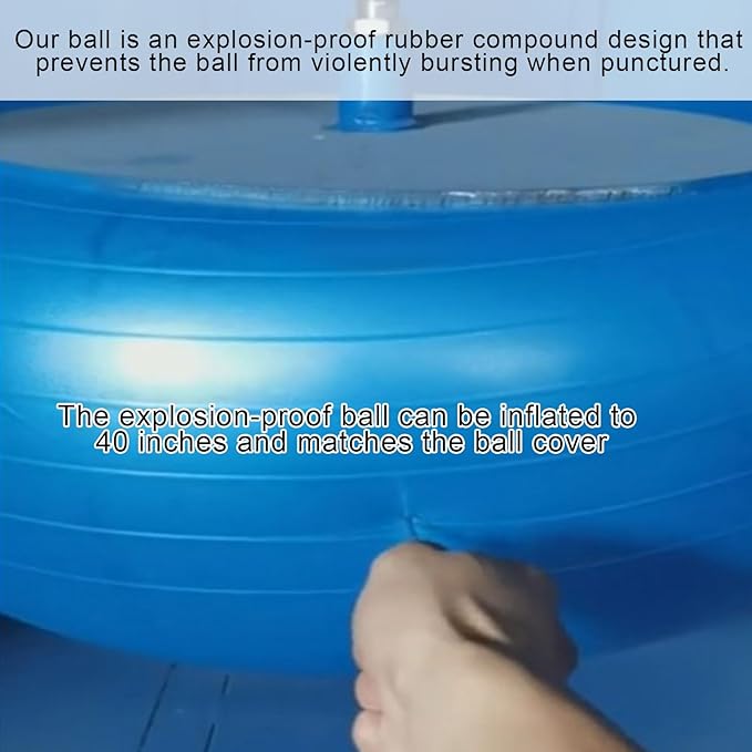 40inch Giant Herding Ball with Ball Cover Anti Burst Please Watch VCR for How to Inflation Horse Toys for Horses Stall Entertainment Play, Pump Included(Blue,Stylish)