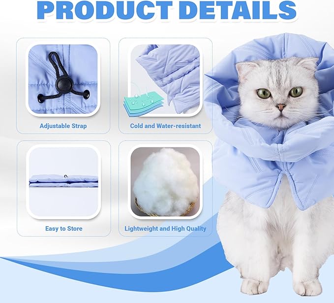 Cat Recovery Collar, Soft Adjustable Cone for Cats and Kittens, Lightweight Waterproof Elizabethan Collar for After-Surgery Care, Prevent Licking and Scratching, Neck Protector for Pets(Light Blue,S)