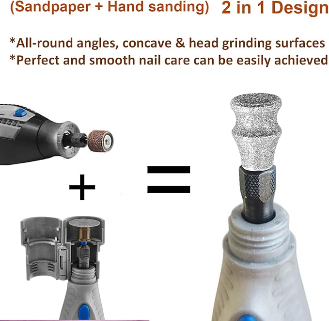 Diamond Dog Nail Grinder for Dremel, Diamond Sanding Drums, Diamond Rotory Bit for Dogs&Pets Nail Care, 1/8&