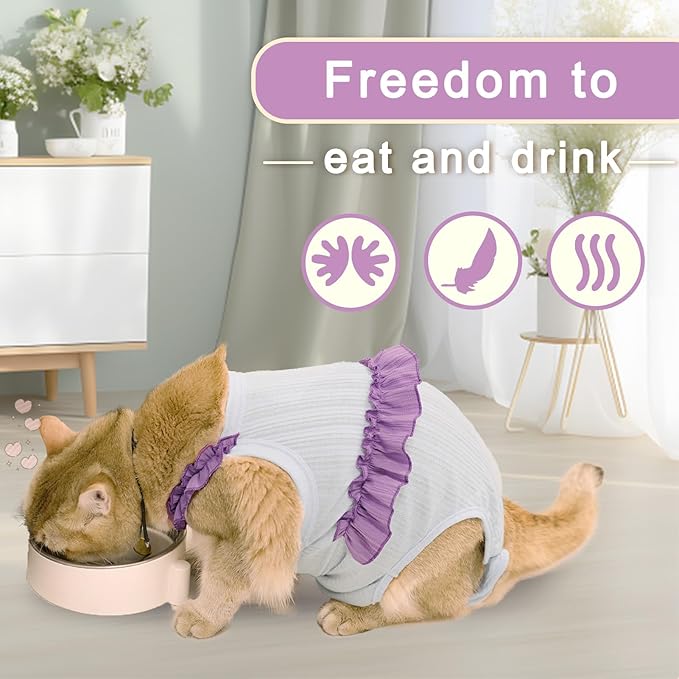 Cat Recovery Suit,Kitten Onesie After Surgery,E-Collar Alternative for Abdominal Wound and Skin Diseases,Soft Breathable Bodysuit After Spay(Pink-m)