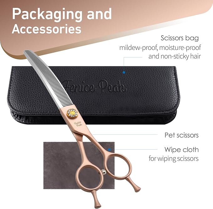 Fenice Peak Professional Curved Thinner Dog Grooming Scissors 7.0&