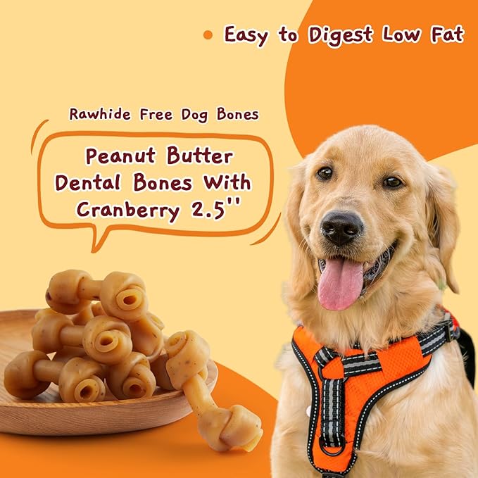 Jungle Calling Peanut Butter Dog Treats, Dental Puppy Chews, Rawhide-Free Bones for Small Dogs, 2.5&